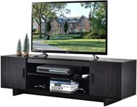 costway Middeleeuws Modern Houten Universele Standaard voor TV tot 65" Media Console met 2 Opbergkasten & Open Planken