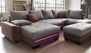 Nova Via Wohnlandschaft »Nikita«, wahlweise mit Kaltschaum (140kg Belastung/Sitz) und Bluetooth-Soundsystem, sowie RGB-LED-Beleuchtung