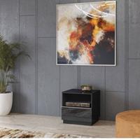 LOMADOX Lowboard modern schwarz HOOVER-83 mit Glasfronten, B/H/T: ca. 50/50/48 cm