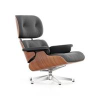 Vitra Lounge Chair Drehsessel / Eames, 1956 - Kirschbaum / Drehbar -  - Schwarz/Holz natur