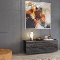 LOMADOX Lowboard schwarz HOOVER-83 modern mit Glasfronten, B/H/T: ca. 120/50/48 cm