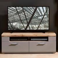 LOMADOX TV-Lowboard FARO-36 in basalt mit Deckplatte in Eiche Altholz Nb., B/H/T: ca. 140/51/47 cm grau