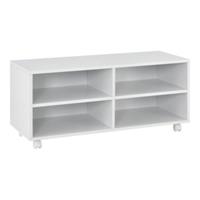 En.casa Lowboard mit Rollen Gränne mobiles Regal TV-Schrank mit 4 Ablagen 90x35x41cm n verschiedenen Farben weiß