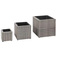 vidaXL Plantenbakken verhoogd 3 st poly rattan grijs