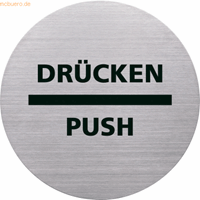 Helit 10 x  Türschild Piktogramm Push / Drücken 115mm silber