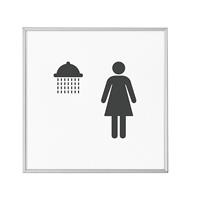 MADRID Silver Line™ deurbord, pictogram h x b = 120 x 120 mm, douche dames