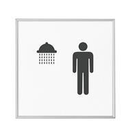 MADRID Silver Line™ deurbord, pictogram h x b = 120 x 120 mm, douche heren