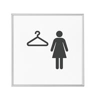 MADRID Silver Line™ deurbord, pictogram h x b = 120 x 120 mm, omkleedruimte dames