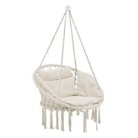 En.casa Hängesessel mit Kissen Hängesitz Indoor Outdoor Hängestuhl bis 150 kg creme