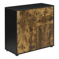 En.casa Sideboard Paarl Kommode 74x79x36cm mit Schubladen und Schranktüren in verschiedenen Farben schwarz/braun