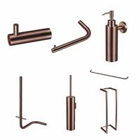 Qisani Flow complete accessoireset met handdoekhaak, handdoekhouder, handdoekrek, toiletrolhouder, reserverolhouder, toiletborstelhouder en zeepdispenser Geborsteld PVD Copper (koper) 25645.05