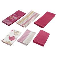 DKD Home Decor Tücher-Set  Weiß Rosa Baumwolle (2 pcs)