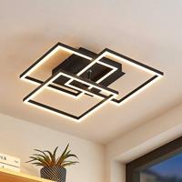 Lindby Qiana LED plafondlamp CCT, hoekig, zwart