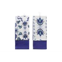 DKD Home Decor Tücher-Set  Blau Baumwolle Weiß (2 pcs)