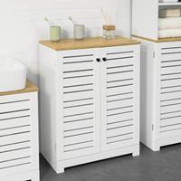 SoBuy Badkommode Badschrank mit Lamellentüren weiß