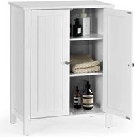 costway Badkamerkast met Dubbele Deur en Verstelbare Plank 60 x 30 x 80,5 cm Wit