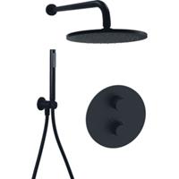 Paffoni Light doucheset rond met 23cm ronde hoofddouche inclusief handdouche en slang zwart mat KITLIQ018NO74VAL