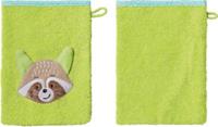 Erwin Müller Kinder-Waschhandschuh  2er-Pack Frottier Waschbär grün