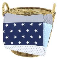 Â Babydecke 70x100 cm - Patchwork, Blau Hellblau Grau - Zertifizierte Materialien - Kinderwagendecke, Kuscheldecke, Puckdecke