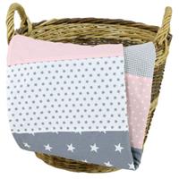 Â Babydecke 70x100 cm - Patchwork, Rosa Grau - Zertifizierte Materialien - Kinderwagendecke, Kuscheldecke, Puckdecke