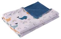 ULLENBOOM Â Babydecke 70x100 cm - Aus 100% Baumwolle, Blau Wale - Zertifizierte Materialien - Ideal als Kinderwagendecke, Kuscheldecke oder Puckdecke