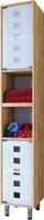 VCM Badschrank Hochschrank Badregal Badmöbel Glastür Schrank Möbel  Darola 180 x 30 x 30 cm Weiß holzfarben