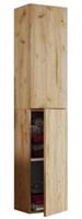 VCM Hochschrank Badezimmerschrank Badmöbel Badschrank Lendas Drehtüren holzfarben