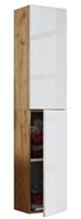 VCM Hochschrank Badezimmerschrank Badmöbel Badschrank Lendas Drehtüren holzfarben