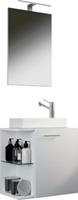 VCM 3.-tlg. Waschplatz Waschbecken Spiegel WC Gäste Toilette Badmöbel klein schmal Hausa Spiegel weiß