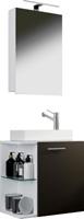 VCM 3.-tlg. Waschplatz Waschbecken Schrank + Spiegelschrank WC Gäste Toilette Badmöbel klein schmal Hausa Spiegelschrank weiß