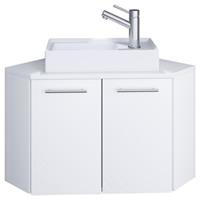 VCM 2-tlg. Eck Waschplatz Waschbecken Schrank WC Gäste Toilette Badmöbel Set klein Ecke Vilosa weiß