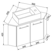 VCM 2-tlg. Eck Waschplatz Waschbecken Schrank WC Gäste Toilette Badmöbel Set klein Ecke Vilosa holzfarben