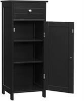 COSTWAY Badezimmerschrank Midischrank mit Schublade schwarz