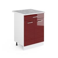 Vicco Schubunterschrank 60 cm mit Arbeitsplatte Bordeaux Hochglanz bordeaux