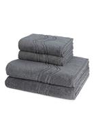Ross 2 X Handtuch Duschtuch - im Set Cashmere feeling, dunkelgrau, 4er