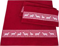Dyckhoff Handtuch Set Hirschparade, Set, 3 tlg., Walkfrottier, mit karierten Bordüre und Hirschmotiven