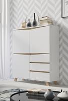 ByLIVING Highboard Valentin, Breite 120 cm, Höhe 142 cm, in matt weiß