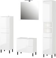 GERMANIA Badkamerserie Scantic halfhoge kast, spiegel, wastafelonderkast, hoge kast, inclusief verlichting, greeploze look, mdf-fronten (set, 4 stuks)