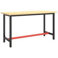 vidaXL Werkbankgestell Mattschwarz und Mattrot 140x50x79 cm Metall 