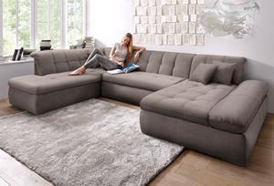 DOMO collection Wohnlandschaft »NMoric«, im XXL-Format, wahlweise mit Bettfunktion und Armlehnenverstellung