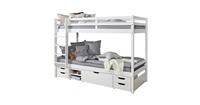 TICAA Etagenbett Finn Wei&szlig; mit 4er Funktionsschubkasten wei&szlig; Gr. 90 x 200