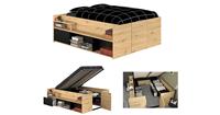 Parisot Stauraum-Hochbett Travel Artisan Eiche braun/schwarz Gr. 140 x 200