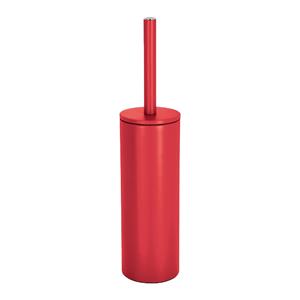 Spirella Luxe Toiletborstel in houder Cannes - rood - metaal - x 9 cm - met binnenbak -