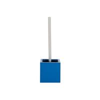 Msv Toiletborstel In Mdf Houder/rvs Wc-borstel - Marine Blauw - 37 Cm