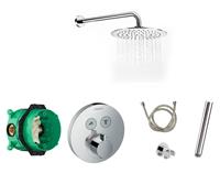 Hansgrohe + Saniclear Hansgrohe Shower Select inbouw douchekraan rond met Saniclear Talpa 20cm douchekop en wandarm regendouche chroom