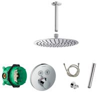 Hansgrohe + Saniclear Hansgrohe Shower Select inbouw douchekraan rond met Saniclear Talpa 30cm douchekop en plafondarm regendouche chroom