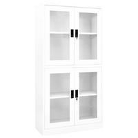 vidaXL Büroschrank Weiß 90x40x180 cm Stahl und Hartglas 