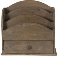 Clayre & Eef Brievenhouder 33*13*31 cm Bruin Hout Postbakje Brievenstandaard Brievenbak