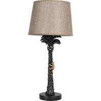 Clayre & Eef Tafellamp Ø 25*56 cm E27/max 1*60W Bruin Kunststof Rond Palmboom Bureaulamp Nachtlampje