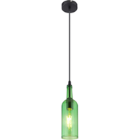 Globo 1-lichts hanglamp in flesvorm groen | Glas / Metaal |10 x 10 x 107 cm | Modern | Restaurant sfeer